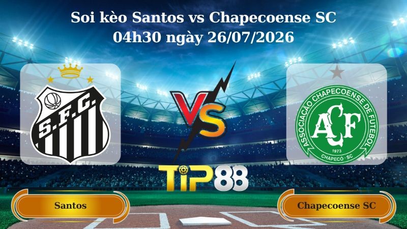 TIP88 Nhận định soi kèo Santos vs Chapecoense SC 04h30 ngày 26/07/2026 - Serie A Brazil
